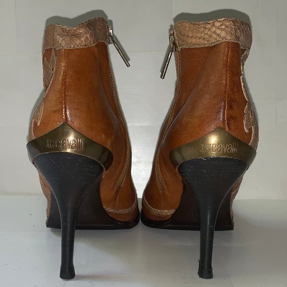 Just Cavalli Python-effect and leather ankle boots - Picture 4 of 8